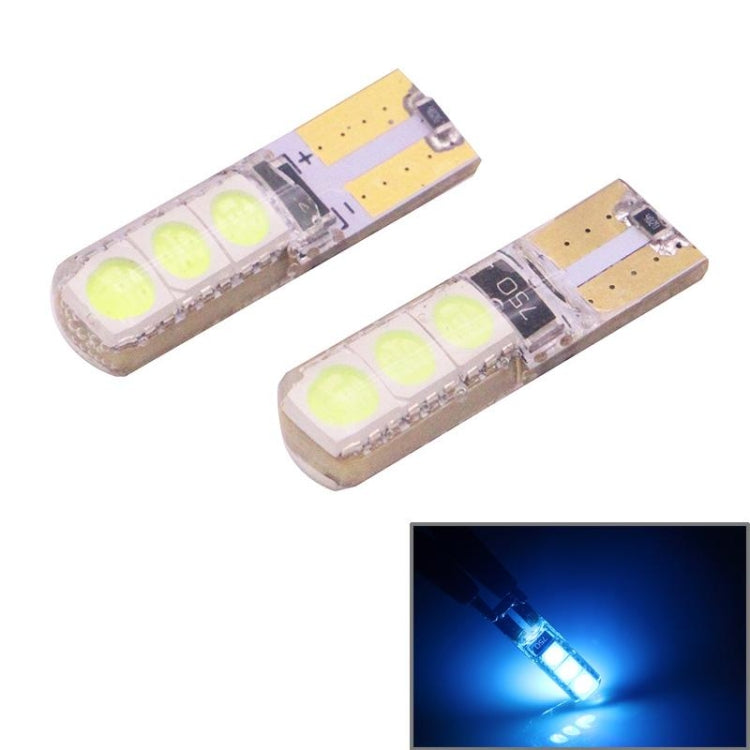 2 PCS T10 2W 120-140LM 6 LED Ice Blue 5050 LED Brake Light for Vehicles, DC12V, 6 LED 5050 LEDs, 6 5050 LEDs