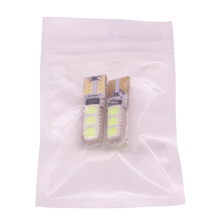 2 PCS T10 2W 120-140LM 6 LED Ice Blue 5050 LED Brake Light for Vehicles, DC12V, 6 5050 LEDs — S-CMS-0572B