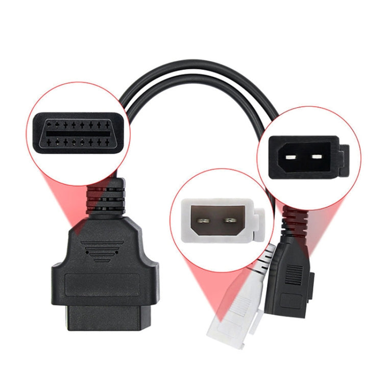 OBDII Diagnostic Cable for Audi, 2 x 2 Pin to 16 Pin