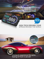 A8 5.5 inch Car OBDII HUD Warning System Vehicle-mounted Head Up Display Projector with LED, Support Fuel Consumption & Over Speed Alarm & Water Temperature & Fault Diagnosis