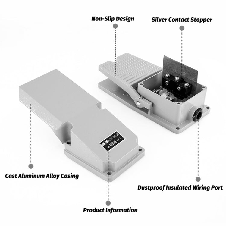 TDLT4 AC 380V 5A Anti-slip Metal Case Foot Control Pedal Switch