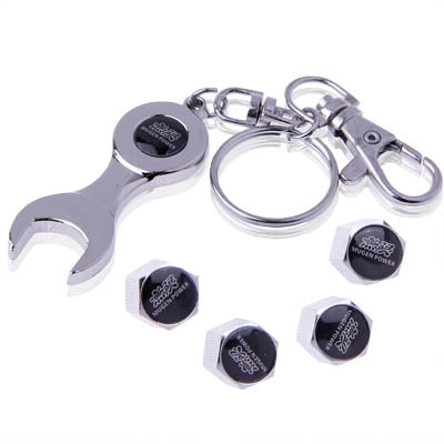 4 pcs with Wrench Keychain, Tire Valve Caps