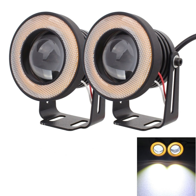 2 PCS 2.5 inch 10W 900LM White + Yellow Light 6500K Waterproof LED Eagle Eye Light for Vehicles, DC 12V, Cable Length: 20cm