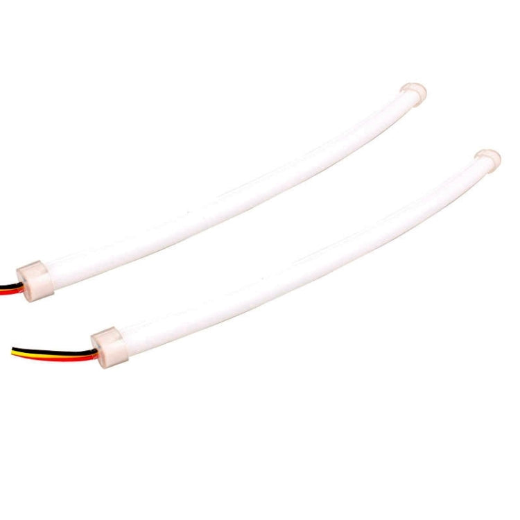 2 PCS 4.5W 270LM 6500K 597-577nm White + Yellow Wired LED Tube Daytime Running Light DRL Steering Lamp, DC12V, Lamp Length:45cm