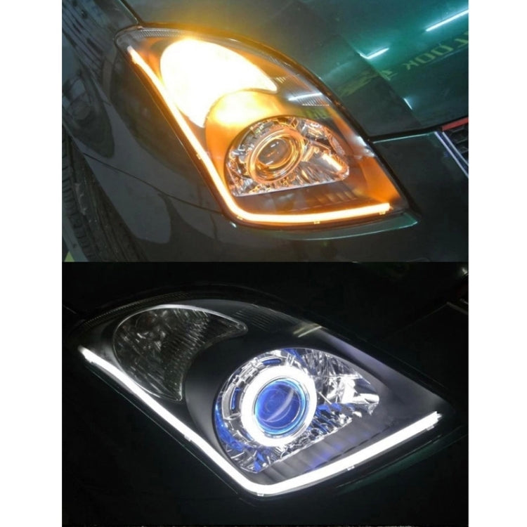 2 PCS 4.5W 270LM 6500K 597-577nm White + Yellow Wired LED Tube Daytime Running Light DRL Steering Lamp, DC12V, Lamp Length:45cm