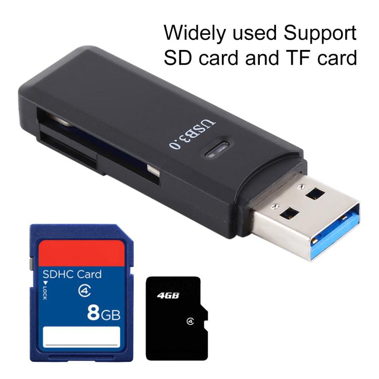 2 in 1 USB 3.0 Card Reader, Super Speed 5Gbps, Support SD Card / TF Card