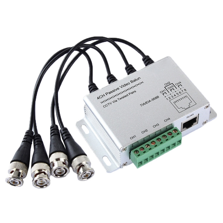 Passive Video Balun, CCTV Via Twisted Pairs, 4 CH UTP