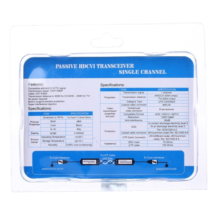 2 PCS HD 205C Coaxial CVI/TVI/AHD 1CH Passive Transceiver Video Balun