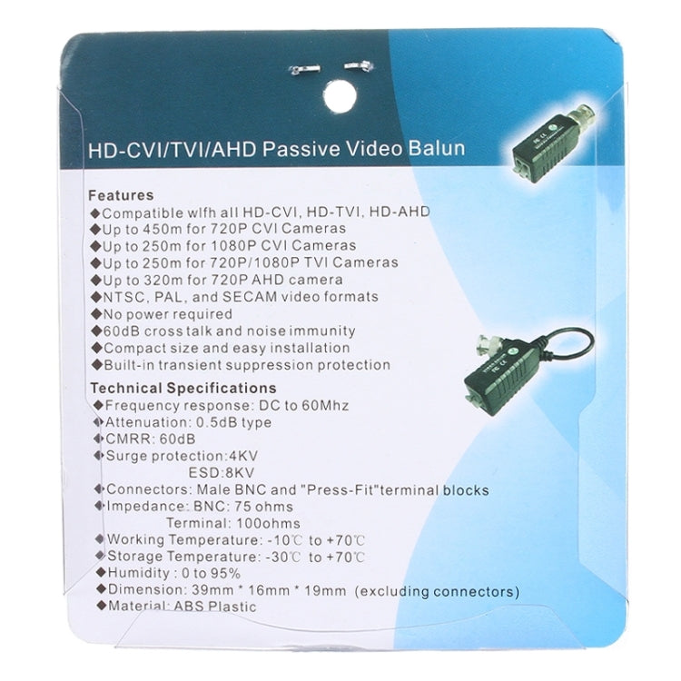 2 PCS HD 302B Coaxial CVI/TVI/AHD 1CH Passive Transceiver Video Balun — view 5