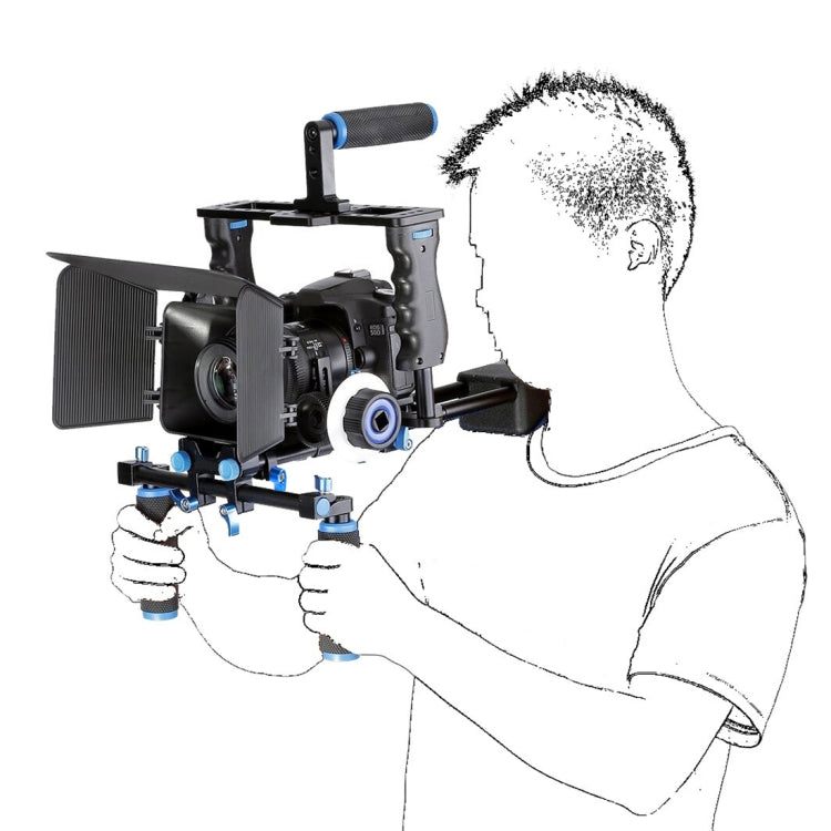 YELANGU YLG1103A-A Dual Handles Camera Shoulder Mount + Camera Cage Stabilizer Kit with Matte Box for DSLR Camera / Video Camera — view 8