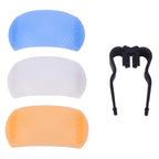 3 Colors Pop-up Flash Soft Flash Diffuser Kit with White Diffuser / Blue Diffuser / Orange Diffuser / Diffuser Bracket