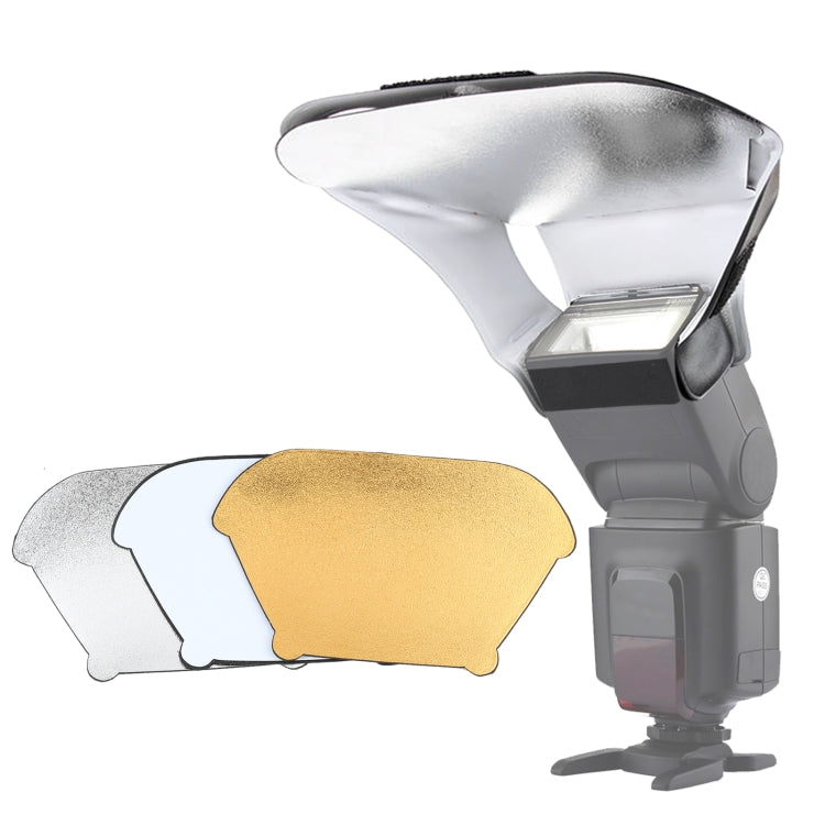 Universal FB-10X Camera Top Flash Light Speedlite Bounce Focus Flash Diffuser with 3 PCS Removable Color Light Reflector