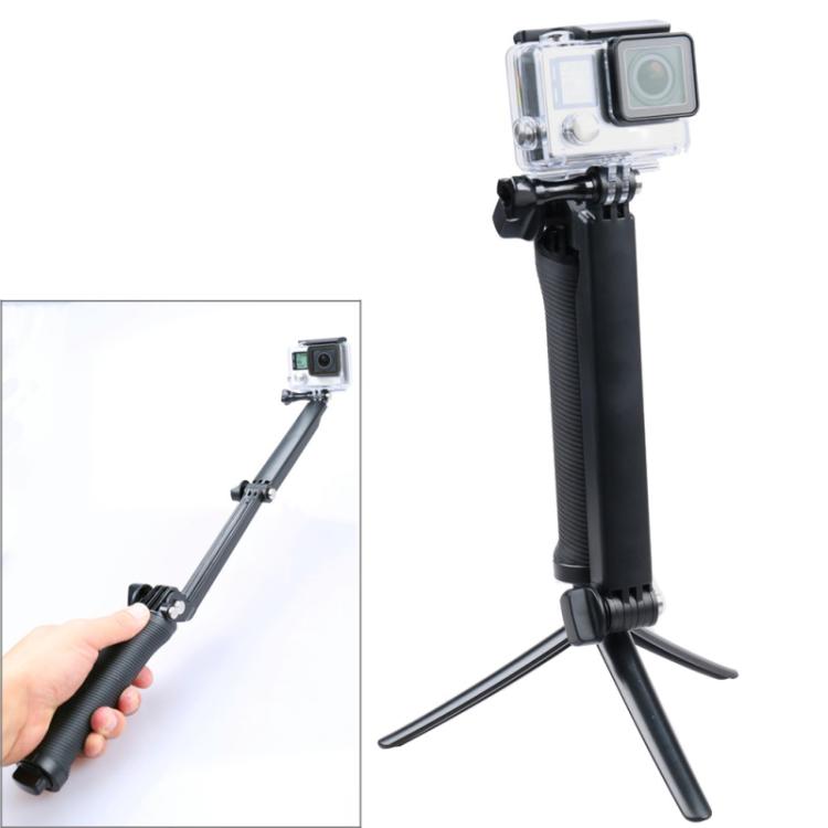 3-Way Multi Function Extendable Monopod Tripod Folding Rotating Arm Camera Handle for DJI, Insta360, GoPro and Other Action Cameras