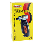 (Digital Tire Gauge + Flashlight + Emergency Hammer + Emergency Seat Belt Cutter) Emergency Utility Tool, 4 in 1