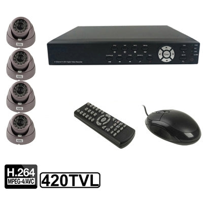 4-CH Embedded Digital Video Recorder Kit (1 / 3 Sharp CCD, 420TVL, 24 x IR LED, 6mm Lens, IR Distance: 25m, H.264 (8204EV+622A), 420TVL