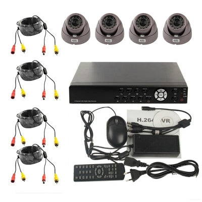 4-CH Embedded Digital Video Recorder Kit (1 / 3 Sharp CCD, 420TVL, 24 x IR LED, 6mm Lens, IR Distance: 25m, H.264 (8204EV+622A), 420TVL