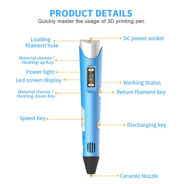 Hand-held 3D Printing Pen, EU Plug