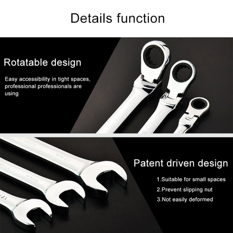 10mm Dual-use Opening Plum Ratcheting Angled Wrench, Length: 16cm