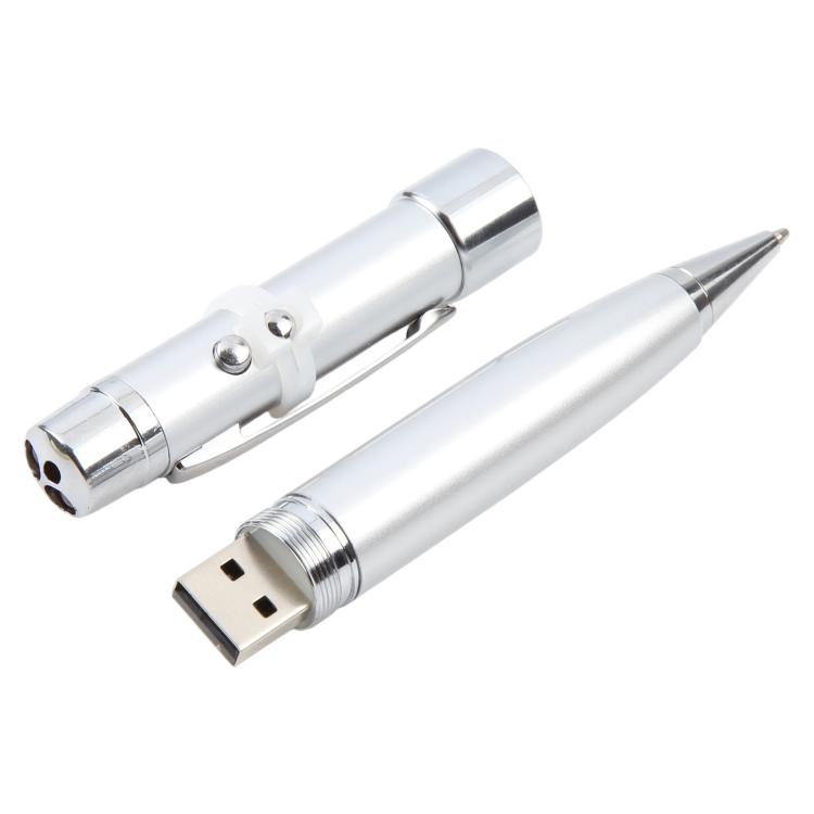 3 in 1 Laser Pen Style USB Flash Disk, Silver (16GB)
