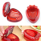 Kitchen Tool Plastic Strawberry Slicer Fruit Knife with Stainless Steel Blade