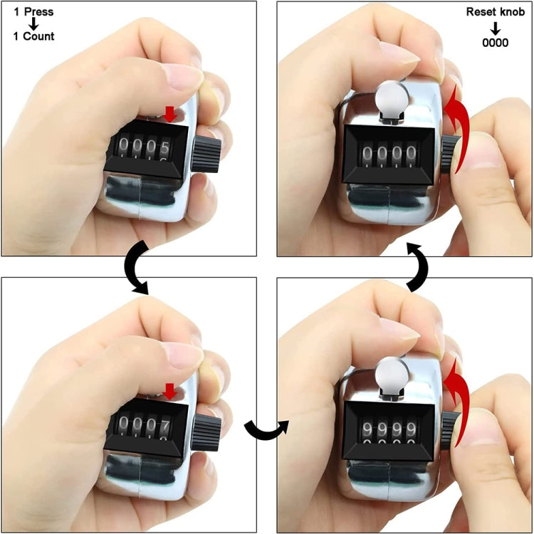 Retro Style 0.8 inch 4-digit Screen Mechanical Manual Metal Counter