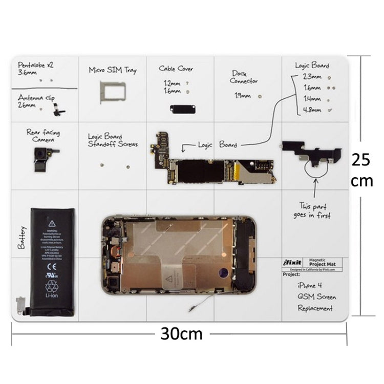 Magnetic Project Mat for iPhone / Samsung Repairing Tools, Size: 30cmx 25cm
