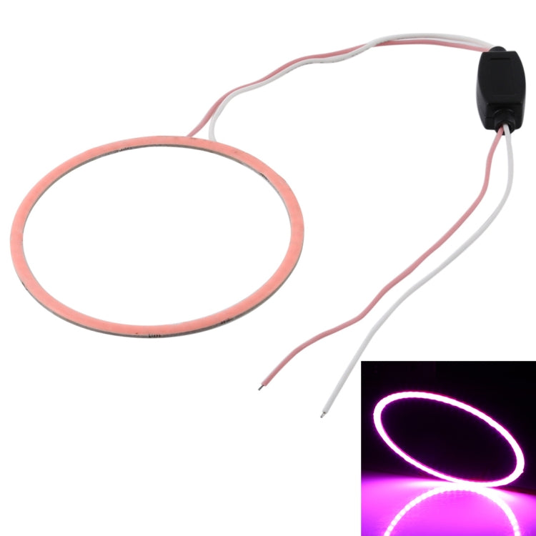 90mm 5W 180LM Angel Eyes Circles Car Headlight COB LED Lights for Vehicles, DC 12-24V — Pink Light