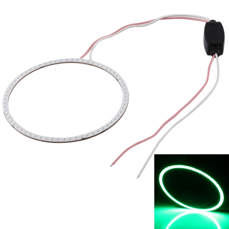 90mm 5W 180LM Angel Eyes Circles Car Headlight COB LED Lights for Vehicles, DC 12-24V — Green Light