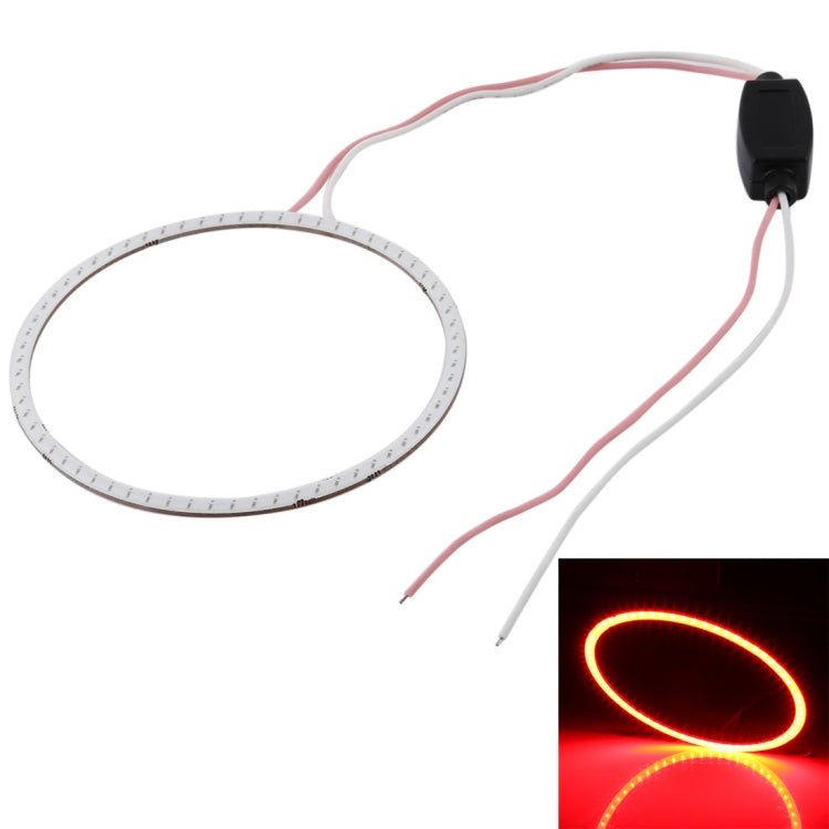 90mm 5W 180LM Angel Eyes Circles Car Headlight COB LED Lights for Vehicles, DC 12-24V — Red Light