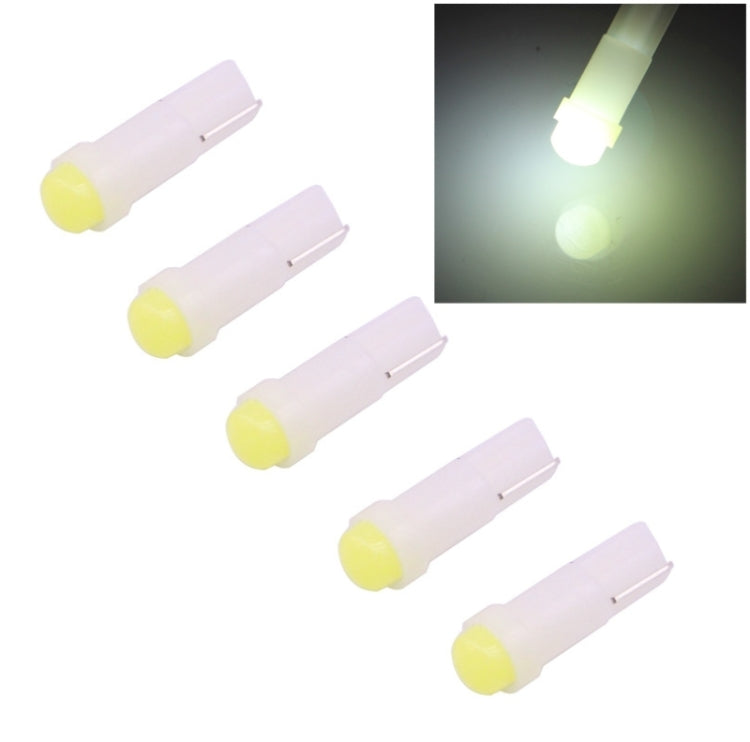 5 PCS T5 0.5W 20LM 1 LED COB LED Instrument Light Bulb Dashboard Light for Vehicles, DC 12V