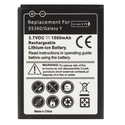 1500mAh Replacement Battery for Galaxy Y / S5360
