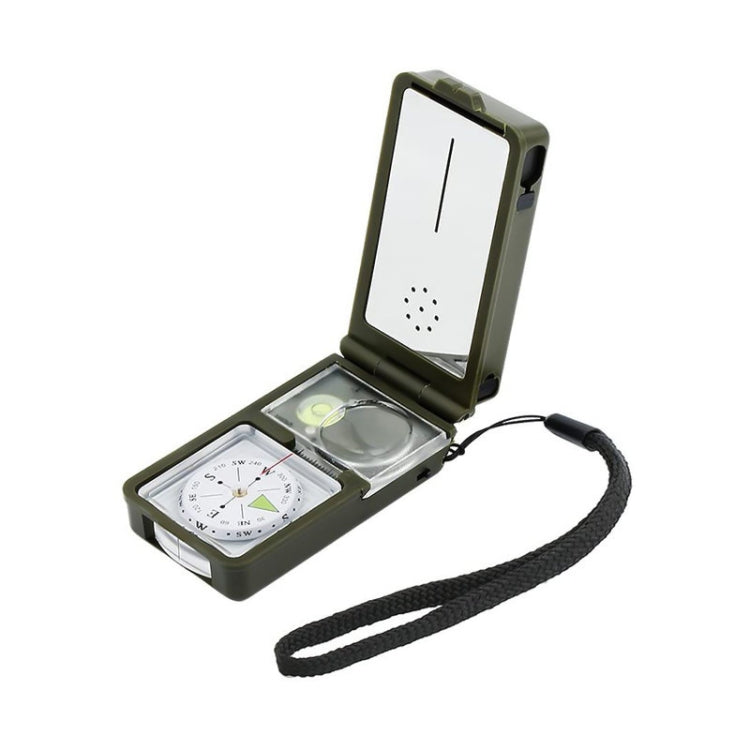 (Thermometer, Hygrometer, LED light, Reflector, Spirit level, Compass, Whistle, Flint, Magnifier, Ruler) Multi-Function Portable Compass, 10 in 1