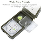 (Thermometer, Hygrometer, LED light, Reflector, Spirit level, Compass, Whistle, Flint, Magnifier, Ruler) Multi-Function Portable Compass, 10 in 1
