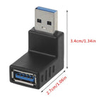 USB 3.0 AM to USB 3.0 AF Adapter — Down Angle AM to AF