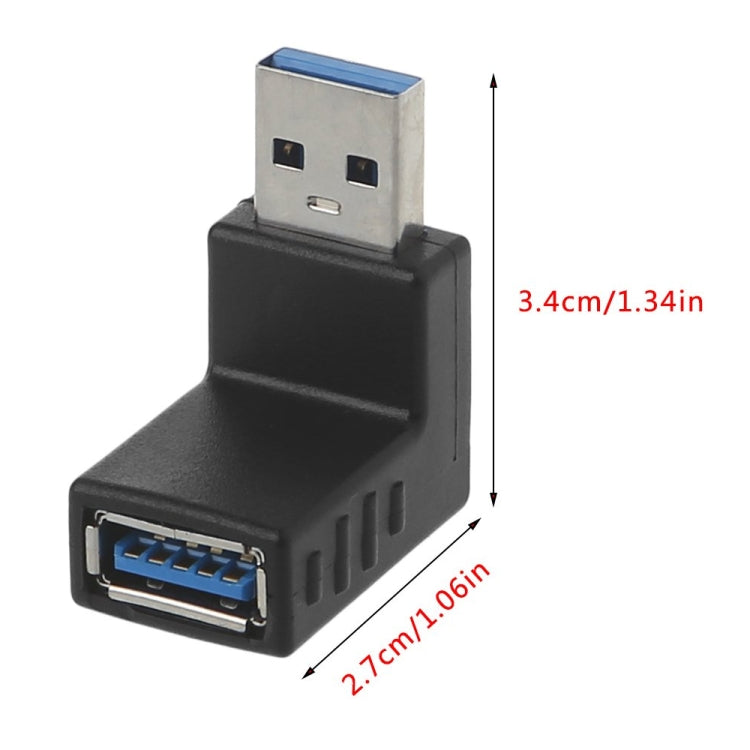 USB 3.0 AM to USB 3.0 AF Adapter — Down Angle AM to AF