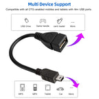 Mini 5-pin USB to USB 2.0 AF OTG Adapter Cable, Mini USB, 12cm
