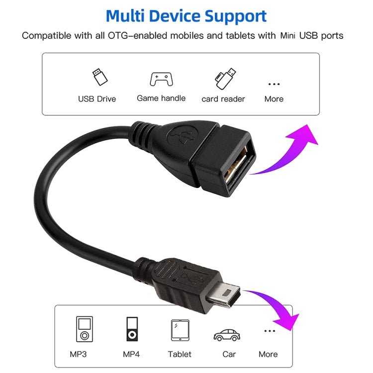 Mini 5-pin USB to USB 2.0 AF OTG Adapter Cable, Mini USB, 12cm