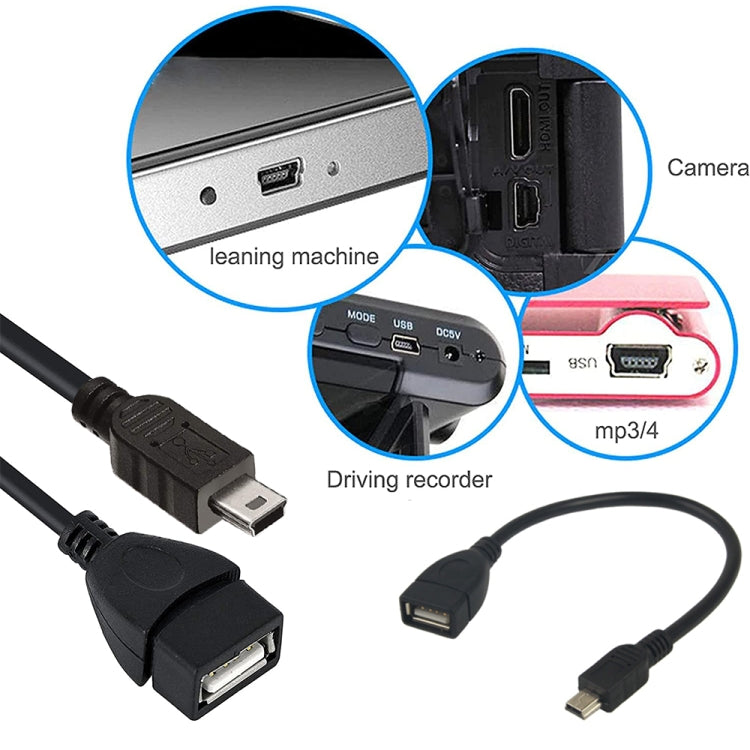 Mini 5-pin USB to USB 2.0 AF OTG Adapter Cable, Mini USB, 12cm