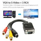 AV RCA TV Converter Cable Adapter with 2 Audio Cable, VGA to S-Video