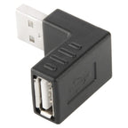 USB 2.0 AM to AF Adapter with 90 Degree Angle — Black