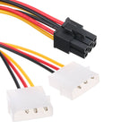 6 Pin Male to 2 x 4 Pin Female Power Cable, Length: 17.5cm