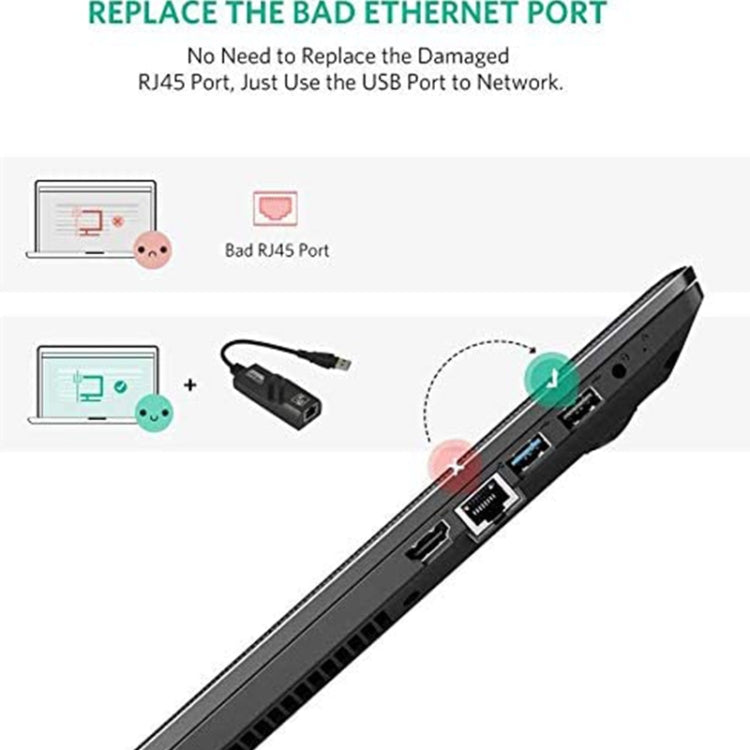 USB 3.0 10 / 100 / 1000Mbps Ethernet Adapter for Laptops, Plug and play