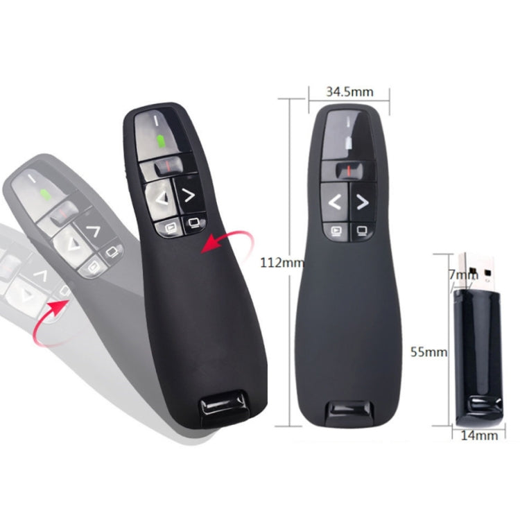 Multimedia Presenter with Laser Pointer & USB Receiver for Projector / PC / Laptop, Control Distance: 15m (R400)