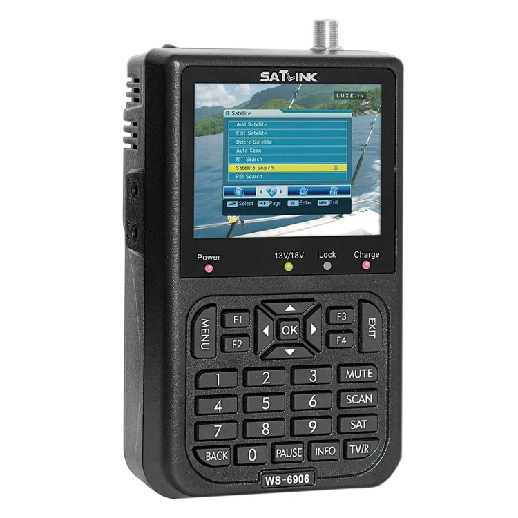 SATLINK WS6906 3.5 inch LCD Colour Screen Portable Digital Satellite Finder Meter — EU Plug