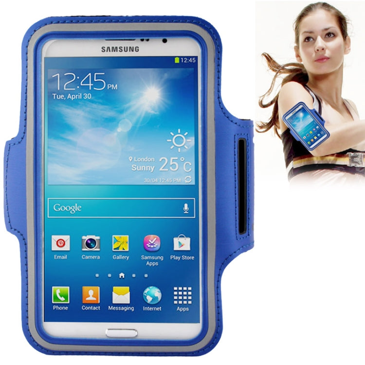 PU Sports Armband Case with Earphone Hole for Galaxy Mega 6.3 / i9200, Below 6.3 inch Phones — Purple