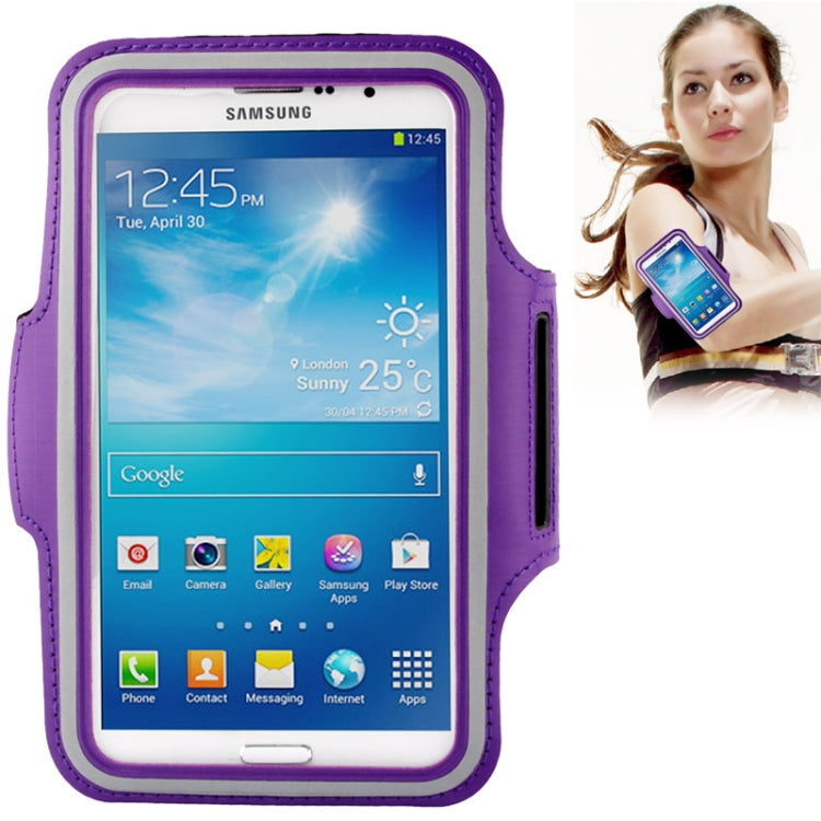 PU Sports Armband Case with Earphone Hole for Galaxy Mega 6.3 / i9200, Below 6.3 inch Phones — Black