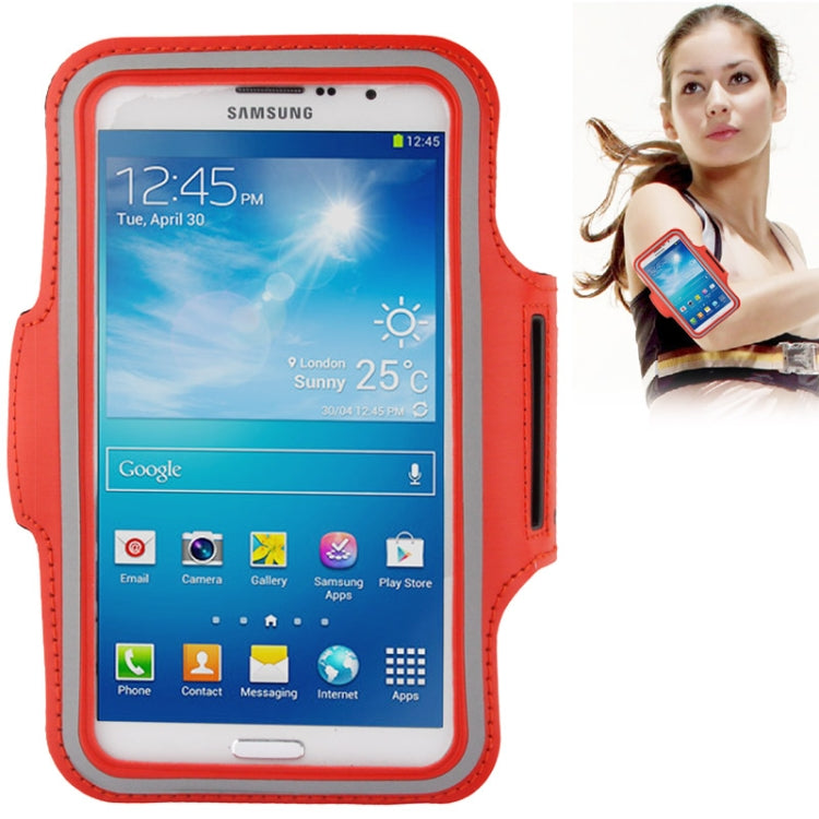 PU Sports Armband Case with Earphone Hole for Galaxy Mega 6.3 / i9200, Below 6.3 inch Phones — Pink