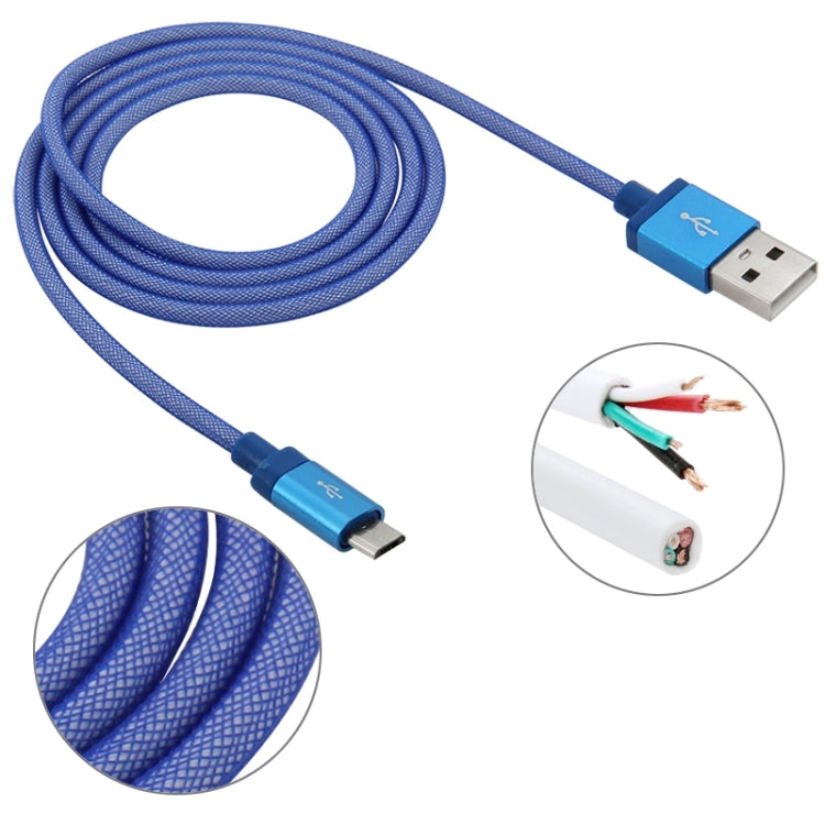 1m Net Style High Quality Metal Head Micro USB to USB Data / Charging Cable — Red