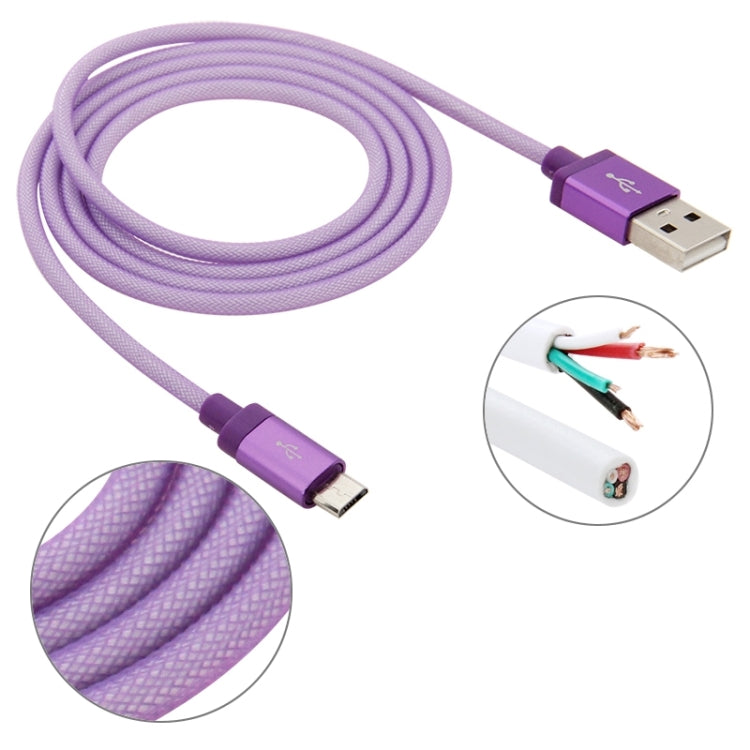 1m Net Style High Quality Metal Head Micro USB to USB Data / Charging Cable — White
