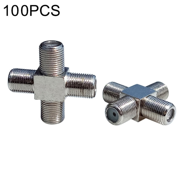 100 PCS 1 F Female to 3 F Female Jack 4 Way F Splitter TV Coax Adapter Connector